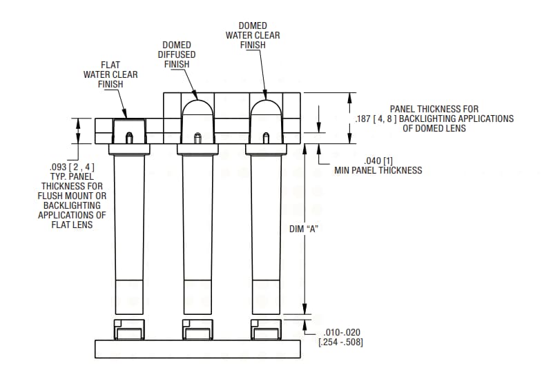 Dialight 515 Reverse Mount Optopipe® Light Pipes
